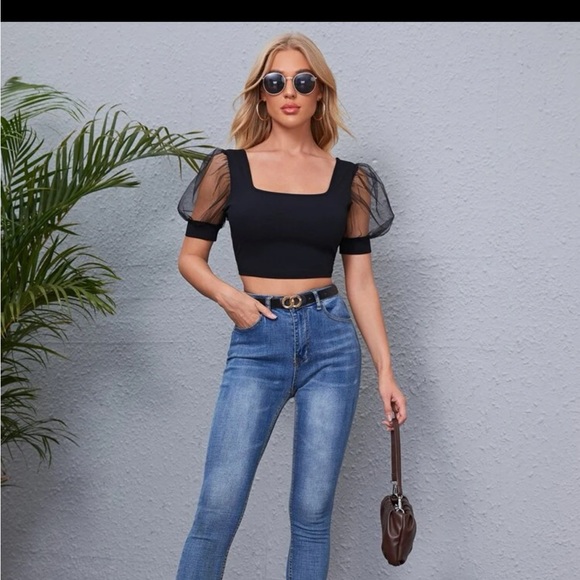 Square Neck Puff Sleeve Top / saree blouse - Picture 4 of 5